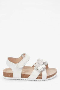Corkbed Leather White Flower Sandals - Allsport