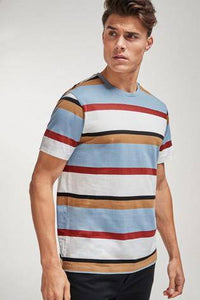 Blue White Stripe Regular Fit T-Shirt - Allsport