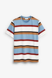 Blue White Stripe Regular Fit T-Shirt - Allsport