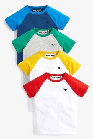 Multi 4 Pack Raglan Sleeve T-Shirts - Allsport