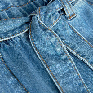 Mid Blue Paperbag Tie Waist Jeans (3-12yrs) - Allsport