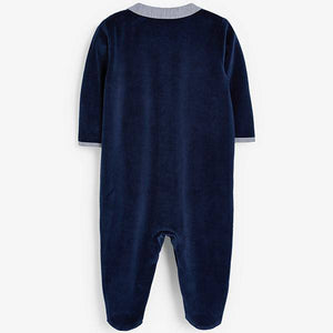 Navy Smart Velour Sleepsuit (0mths-12mths) - Allsport