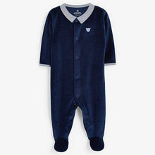 Load image into Gallery viewer, Navy Smart Velour Sleepsuit (0mths-12mths) - Allsport
