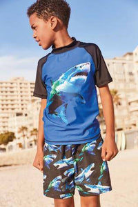 Black Photo Shark Swim Shorts - Allsport
