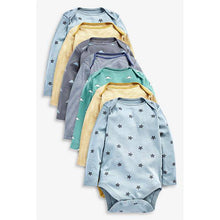 Load image into Gallery viewer, Teal 7 Pack Star Stripe Long Sleeve Bodysuits (0mths-18yrs) - Allsport
