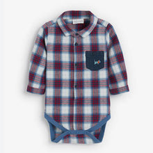 Load image into Gallery viewer, Blue Checked Shirt Bodysuit (0mths-18mths) - Allsport
