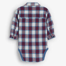 Load image into Gallery viewer, Blue Checked Shirt Bodysuit (0mths-18mths) - Allsport
