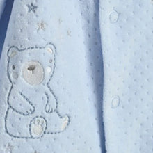Load image into Gallery viewer, Pale Blue Bear Velour Sleepsuit (0mths-12mths) - Allsport
