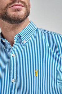 Blue Stripe Long Sleeve Regular Fit Shirt - Allsport