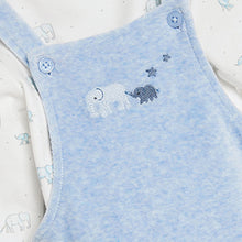 Load image into Gallery viewer, Blue Velour Baby Dungarees And Bodysuit Set (0mths-18mths) - Allsport
