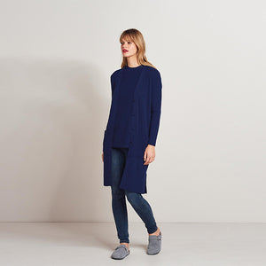 Navy Co-ord Long Rib Cardigan - Allsport