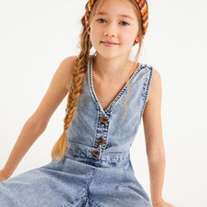 Denim Button Front Playsuit (3-12yrs) - Allsport