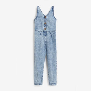 Denim Button Front Playsuit (3-12yrs) - Allsport