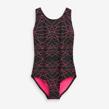 Load image into Gallery viewer, Black / Pink Sports Swimsuit (3-12yrs) - Allsport
