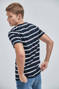 Navy Stripe Slim Fit T-Shirt - Allsport