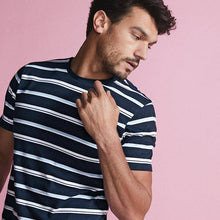 Load image into Gallery viewer, Navy Stripe Slim Fit T-Shirt - Allsport
