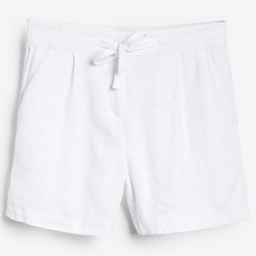 White Linen Blend Shorts - Allsport