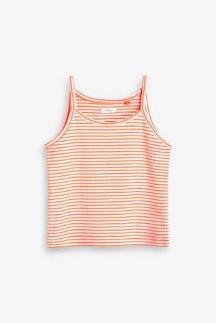 Strappy Rib Vest Fluro Orsange Stripe - Allsport