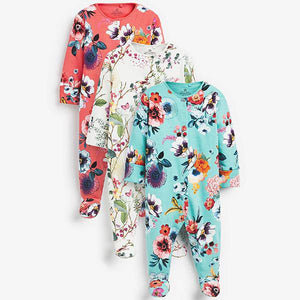 3 Pack Floral Sleepsuits (0-18mths) - Allsport