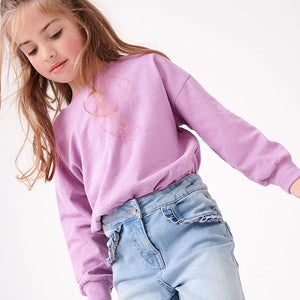 Lilac Purple Long Sleeve Cuffed Top (3-12yrs) - Allsport