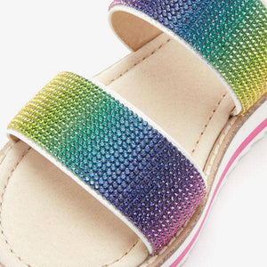 Rainbow Wedge Glitter Sandals (Older) - Allsport
