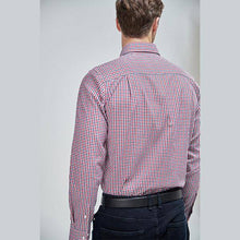 Load image into Gallery viewer, Navy/Red Gingham Check Regular Fit Easy Iron Button Down Oxford Shirt - Allsport
