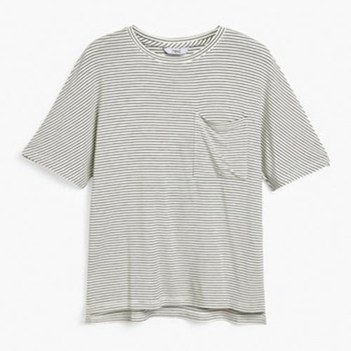 Navy/ Ecru Stripe Pocket Short Sleeve T-Shirt - Allsport