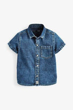 Load image into Gallery viewer, Blue Short Sleeve Denim Shirt - Allsport
