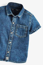 Load image into Gallery viewer, Blue Short Sleeve Denim Shirt - Allsport
