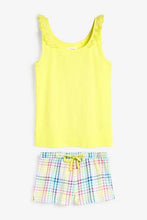 Load image into Gallery viewer, Yellow Check Broderie Rib Short Set - Allsport
