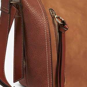 Tan Zip Detail Across-Body Bag - Allsport
