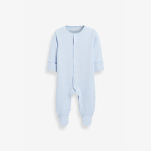 Load image into Gallery viewer, Pale Blue 4 Pack Cotton Elephant Sleepsuits (0-18mths) - Allsport
