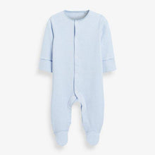 Load image into Gallery viewer, Pale Blue 4 Pack Organic Cotton Elephant Sleepsuits (0-18mths) - Allsport
