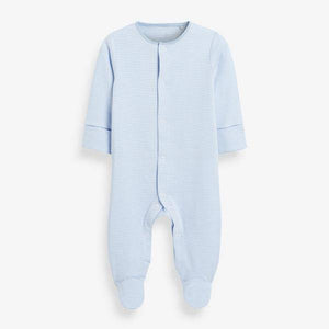 Pale Blue 4 Pack Organic Cotton Elephant Sleepsuits (0-18mths) - Allsport