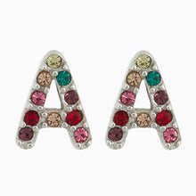 Load image into Gallery viewer, Sterling Silver Rainbow Initial Stud Earrings
