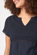 Load image into Gallery viewer, Navy Broderie Notch Neck Top - Allsport
