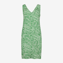Load image into Gallery viewer, Green Palm Print Linen Blend Shift Dress - Allsport
