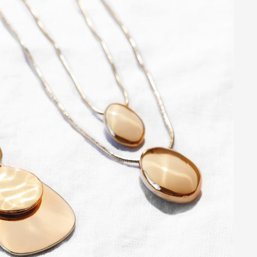 Gold Tone Two Layer Pebble Necklace - Allsport