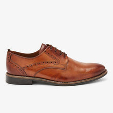 Load image into Gallery viewer, Tan Punch Detail Leather Derby Shoes - Allsport
