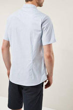 Load image into Gallery viewer, White/ Blue Slim Fit Short Sleeve Stretch Oxford Shirt - Allsport

