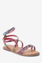 Load image into Gallery viewer, Snake Print Strappy Stud Sandals (Older) - Allsport
