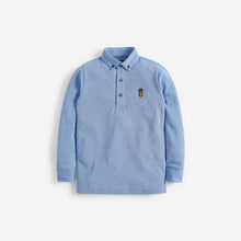 Load image into Gallery viewer, Light Blue Long Sleeve Pique Polo Shirt (3-12yrs) - Allsport
