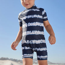 Load image into Gallery viewer, Navy Tie Dye Sunsafe Swimsuit (3mths-5yrs) - Allsport
