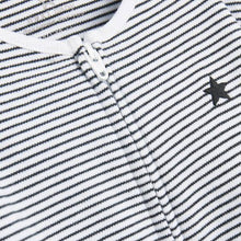 Load image into Gallery viewer, Monochrome 2 Pack Star Stripe Zip Sleepsuits (0mths-18mths) - Allsport
