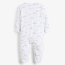 Load image into Gallery viewer, Pale Blue Organic Cotton Elephant Sleepsuit, Bodysuit, Bib And Hat Set (0-9mths) - Allsport
