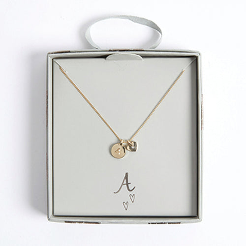 Gold Tone Heart Initial Necklace - Allsport