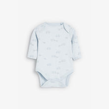 Load image into Gallery viewer, Pale Blue 4 Pack Elephant Long Sleeve Bodysuits (0-18mths) - Allsport
