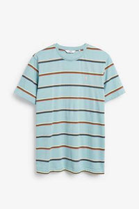 Pale Blue Fine Stripe Regular Fit T-Shirt - Allsport