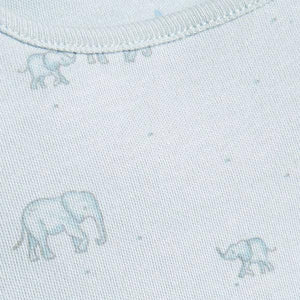 Pale Blue 4 Pack Organic Cotton Elephant Short Sleeve Bodysuits (0mths-18mths) - Allsport