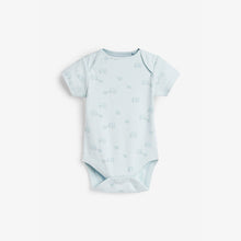 Load image into Gallery viewer, Pale Blue 4 Pack Cotton Elephant Short Sleeve Bodysuits (0mths-18mths) - Allsport

